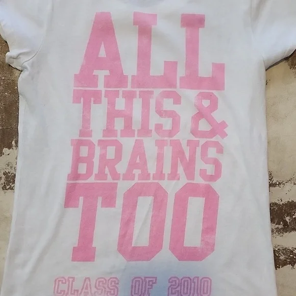 HTF Pink VS "All This And Brains Too" T-shirt. Size: M - Picture 3 of 8